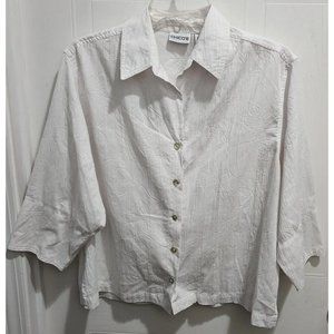Chico's Women's 3/4 Sleeve Button Up Front Blouse Top White Floral Size 1 (M)